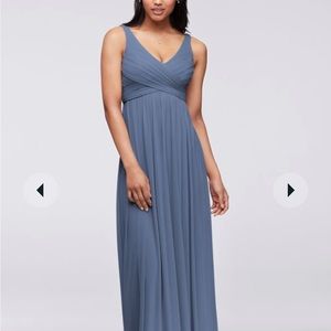 David’s Bridal long mesh dress with cowl back detail